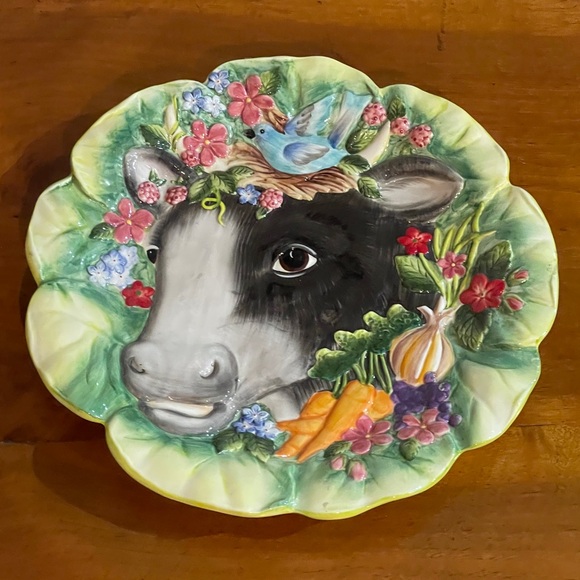 Fitz and Floyd Cow Wall Plate - Picture 1 of 5